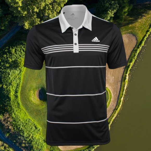 Adidas Climalite Mens Block Stripe Golf Polo Shirt - Picture 7 of 8